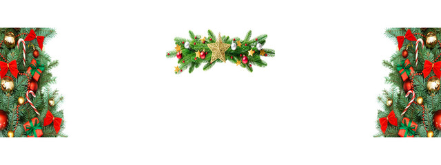 Holiday Garland and Holly Border on Dark Background for Festive Occasions on a transparent background