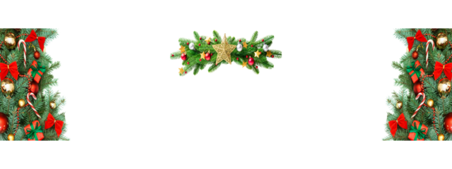 Holiday Garland and Holly Border on Dark Background for Festive Occasions on a transparent background