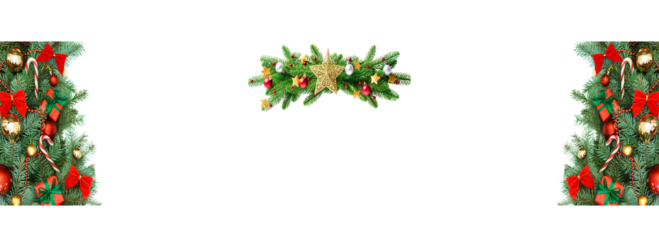 Holiday Garland and Holly Border on Dark Background for Festive Occasions on a transparent background - Powered by Adobe