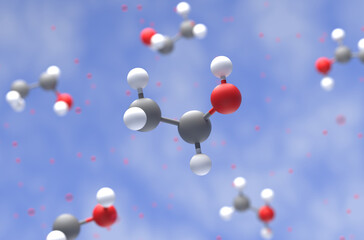 Polyvinyl alcohol (PVA) molecule - isometric view 3d illustration