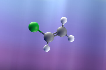 Polyvinyl chloride (PVC) molecule - closeup view 3d illustration