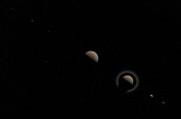 Solar system's planets - top view 3d illustration