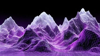 Abstract Mountain: An artistic interpretation of a mountain range, visualized with a grid-like texture and a blend of purple and violet hues, creating a mesmerizing display. 