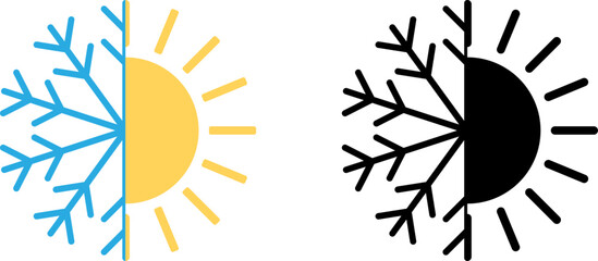The Climate Balance: Sun and Snowflake Hot/Cold Icon