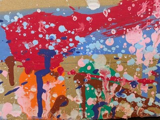 Abstract artwork with dripping blue paint on a yellow background_251207_10