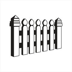 Classic picket fence vector illustration with perspective view Vector
