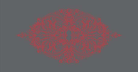 Abstract seamless vector lace floral heart pattern ornament design on a red background