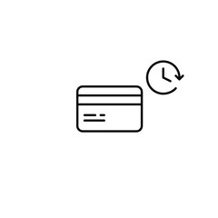 Credit card and clock. Scheduled payments and financial transactions, on-time salary or money transfers. Pixel perfect, editable stroke vector icon