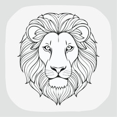 Stylized black and white lion head illustration