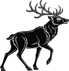 Reindeer silhouette isolated on white background