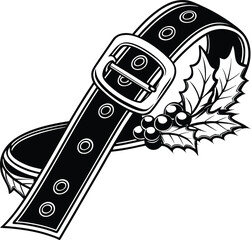 Santa claus belt silhouette isolated on white background