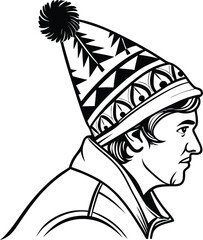 Christmas santa claus silhouette isolated on white background