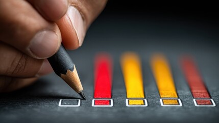 Businessman marking checklist with pen and tracking project development with loading progress bar, monitoring ongoing business progress