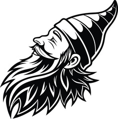 Winter gnome silhouette isolated on white background