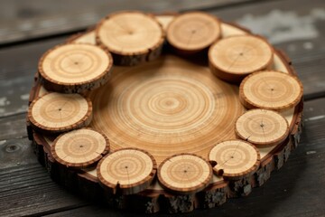 Rustic Wooden Circle with Natural Wood Grain Texture, Perfect for Craft Projects or Decorative Displays