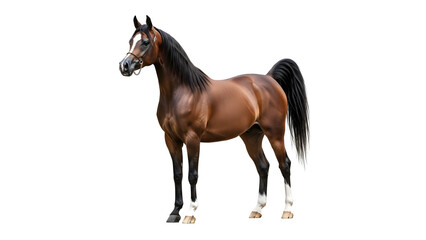 Naklejka premium brown horse islolated backgound, bay horse, realistic horse render