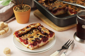 A traditional French pie with cherry clafouti