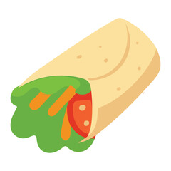 Colorful Food Wrap Vector Icon - Street Food Roll Illustration for Fast Food & Takeaway Menu Design