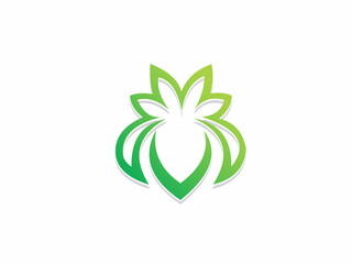 green flower logo template design, emblem, symbol or icon