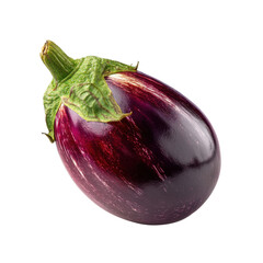 Fresh eggplant on transparent background with glossy skin and natural texture. Perfect for vegetable illustrations, cooking designs, market graphics, menus, and healthy lifestyle themes.