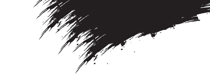 Bold Black Brush Stroke Abstract Art on White Background for Creative Design and Texture Works.vector eps10