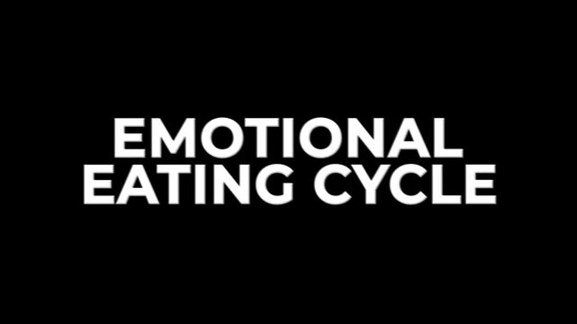 Emotional Eating Cycle shake text animation on transparent background. Vibrating shaking typography effect for nutrition, emotional eating, diet habits, wellness balance