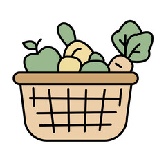 Organic Fresh Produce Woven Basket Harvest