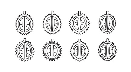 Collection of durian fruit cross sections hand drawn sketch icons isolated on white vector