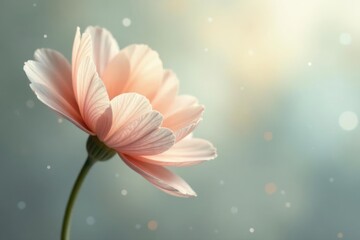 A Delicate Peach Blossom in Soft, Gentle Light, a Symbol of Purity and Serenity, Gracefully Displayed Against a Dreamy, Blurred Background