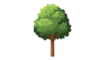 A stylized cartoon tree with a brown trunk and green foliage