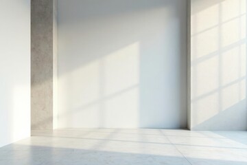 Fototapeta premium Sunlit Empty Room with Textured Walls and Polished Floor Ideal for Modern Interior Design Presentations