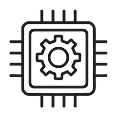 Obraz premium Processor chip with gear icon representing smart manufacturing and automated process