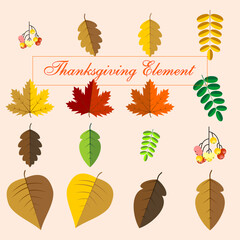 Obraz premium Isolated Autumn Fall and Thanksgiving Leaf Elements | Vector Set of Diverse Seasonal Foliage Graphics | Collection of Vibrant Fall Berries and Leaves