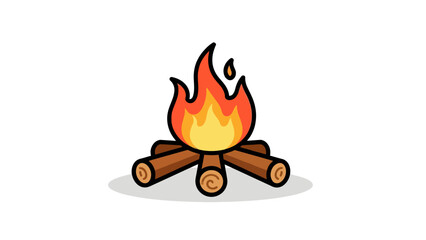 Cartoon campfire with logs and flames