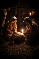 Holy Nativity Scene in Classic Oil Style &ndash; Generative AI &ndash; no real persons