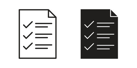 Clipboard icons in black glyph and liner versions for design. © JacobJ