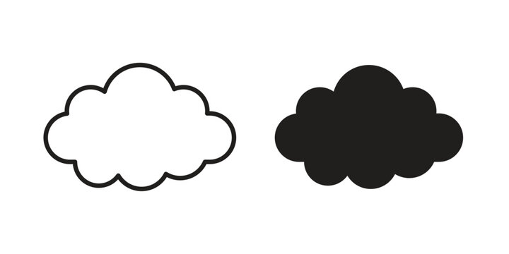 Cloud icons in black glyph and liner versions for design.
