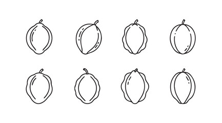 Set of hand drawn scratched outline pumpkins for autumn harvest and halloween decorations vector