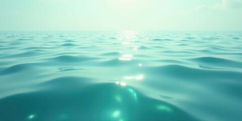 Obraz premium Serene Aqua Marine Gentle Waves Reflecting Sunlight on a Calm Ocean Surface