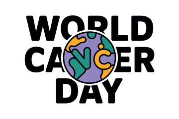 World Cancer Day with Globe and Global Awareness Message