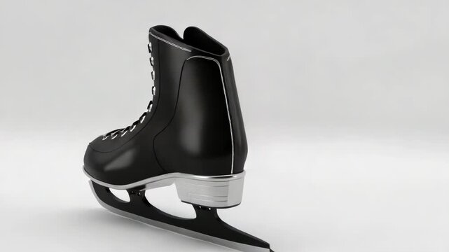 Video A pair of black ice skates displayed on a stand, great for winter sports or decorative purposes