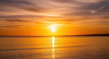 Vibrant sunset over calm ocean waters