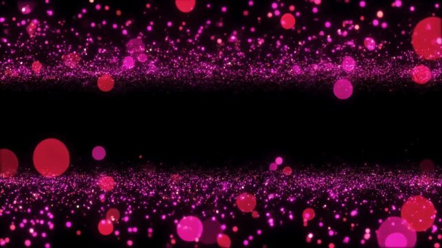 Enchanting Orb Symphony: A captivating visual of vibrant magenta and pink orbs of light and sparkling particles against a backdrop of deep darkness, creating an ethereal spectacle.
