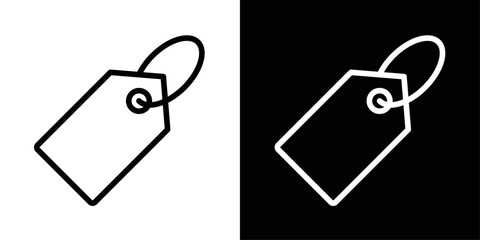 Tag icon in black and white stroke on background, ideal for pricing, labels, product tags, and e-commerce interfaces.