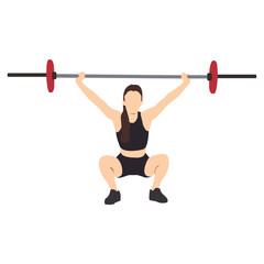 Obraz premium Vector illustration of woman lifting barbell.