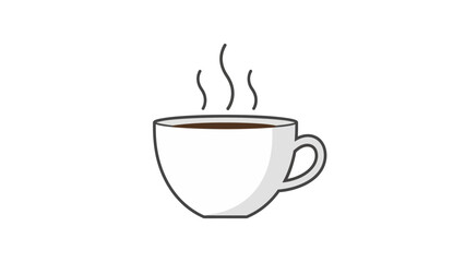 Obraz premium Steaming Hot Coffee Cup Minimalist Outline Illustration.