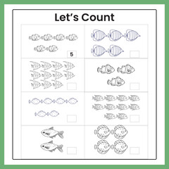 Fish Counting Worksheet – Printable Ocean Theme Math Activity
