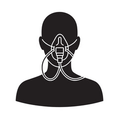 Silhouette of person receiving crucial medical oxygen therapy using a nasal cannula or mask in dark setting