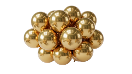 Golden Spheres Grouped on White Background