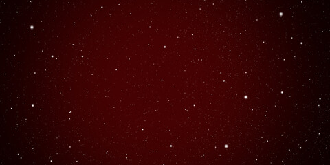 Christmas illustration with various small snowflakes on gradient background in red colors